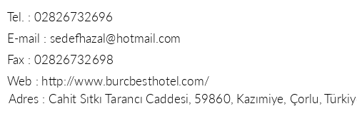 Bur Best Otel telefon numaralar, faks, e-mail, posta adresi ve iletiim bilgileri
